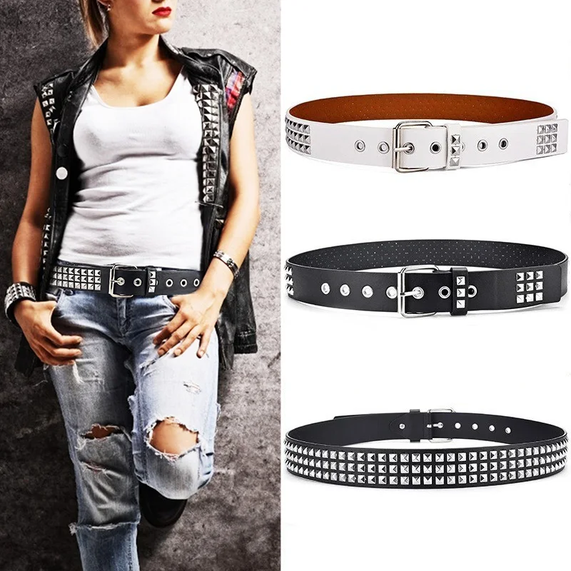 Ceinture cloutée femme punk simili cuir avec rivets, modèle Valkyra