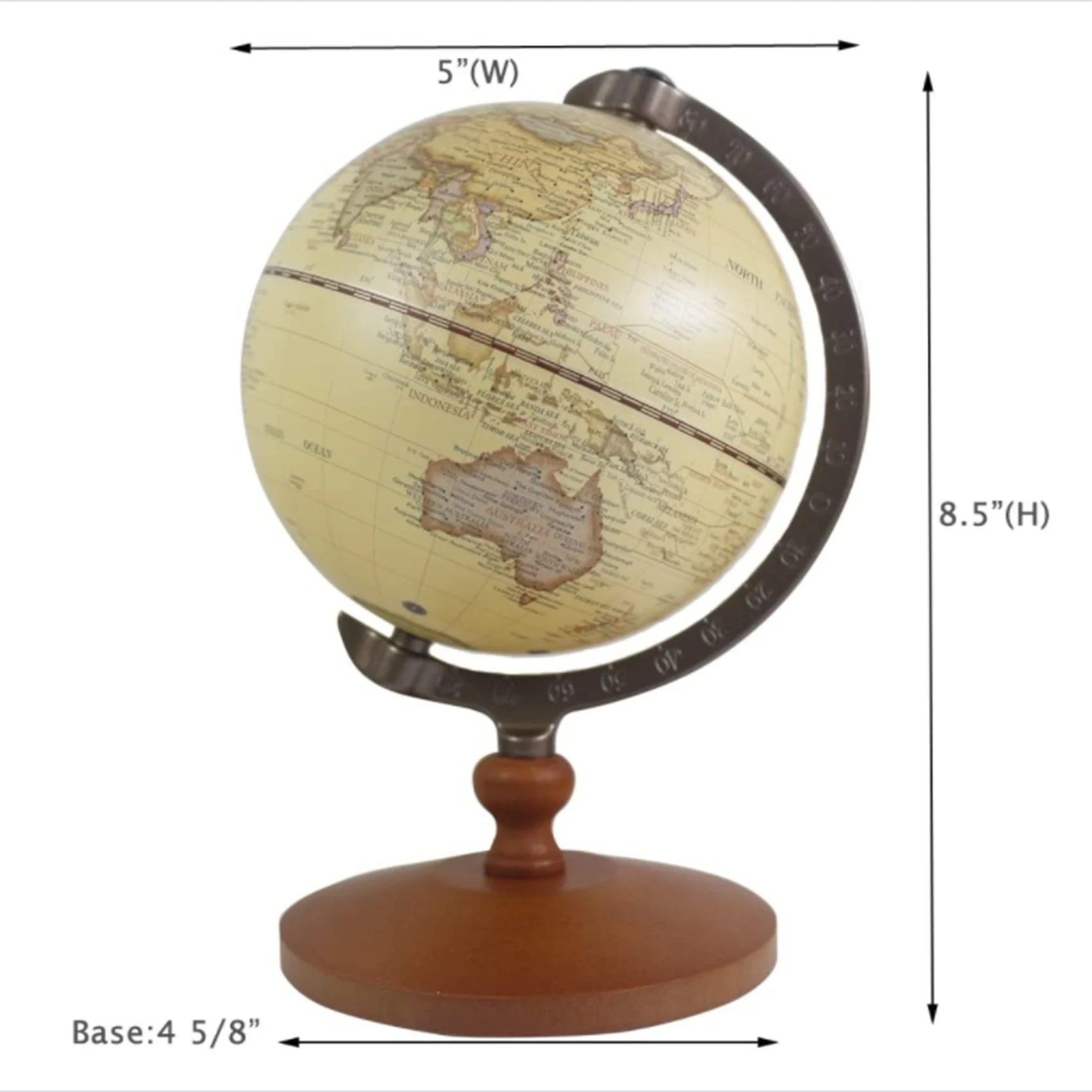 5 Inch Diameter Brown World Globe Antique Decorative Desktop Rotating Earth Geography Globe Children Gift