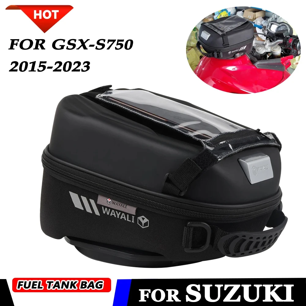 

For SUZUKI GSX-S750 GSXS750 GSX-S 750 2015 - 2022 2023 Fuel Tank Bag with Tank Adapter Ring Touch Navigation Package Storage Bag