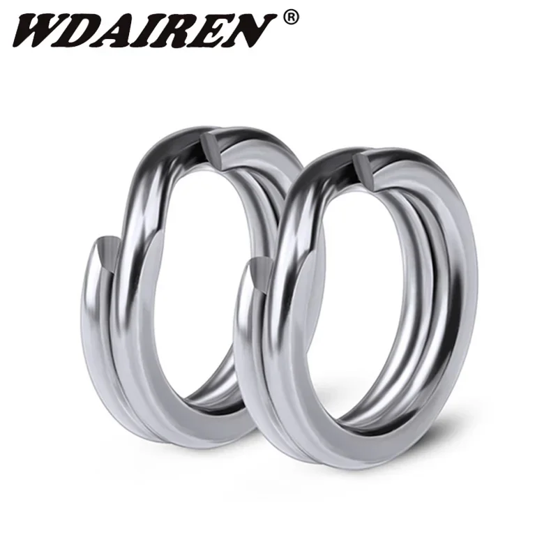 50 Pezzi Pesca Pieno Inossidabile Scatto Split Rings Esche Connettore