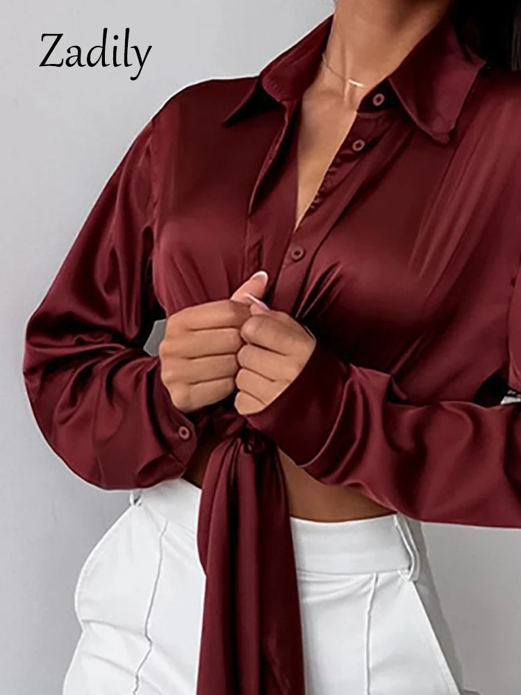 blusa satén roja