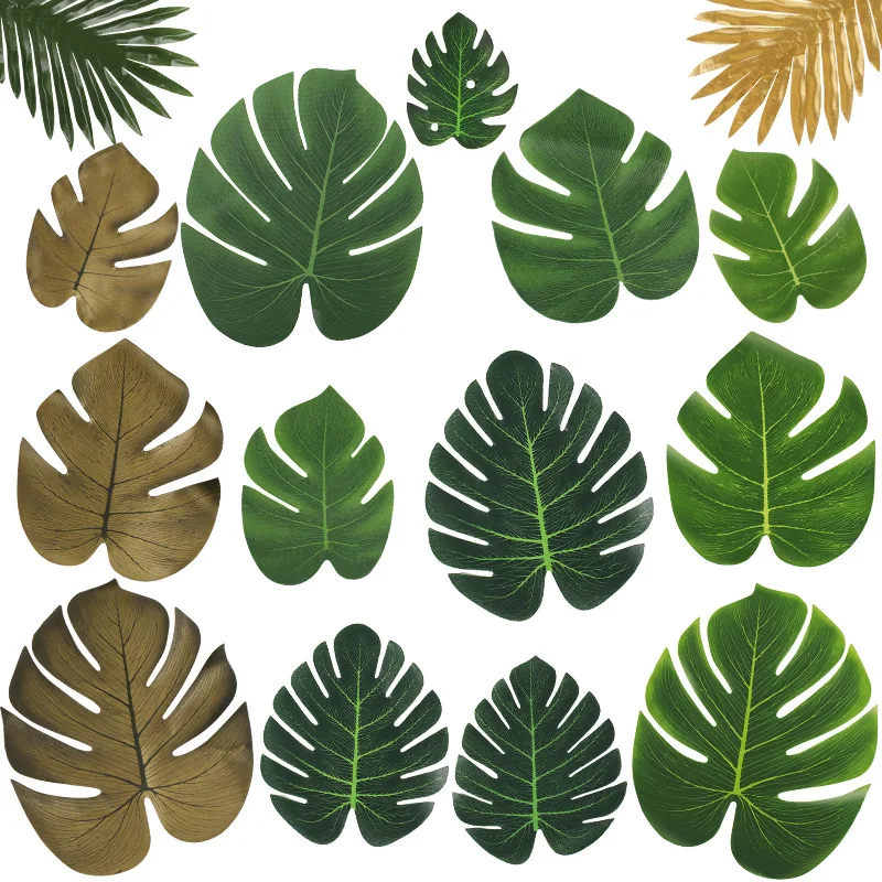 

Boneless turtle back leaves, willow leaves, Hawaiian party decorations,turtle back bamboo, green plants,dining table decorations