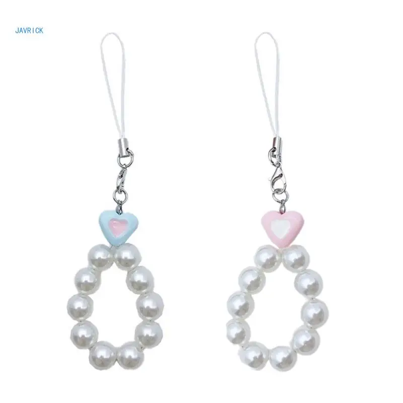 

Lovely Heart Shaped Short Keychain Decoration Women Phone Strap Lanyard