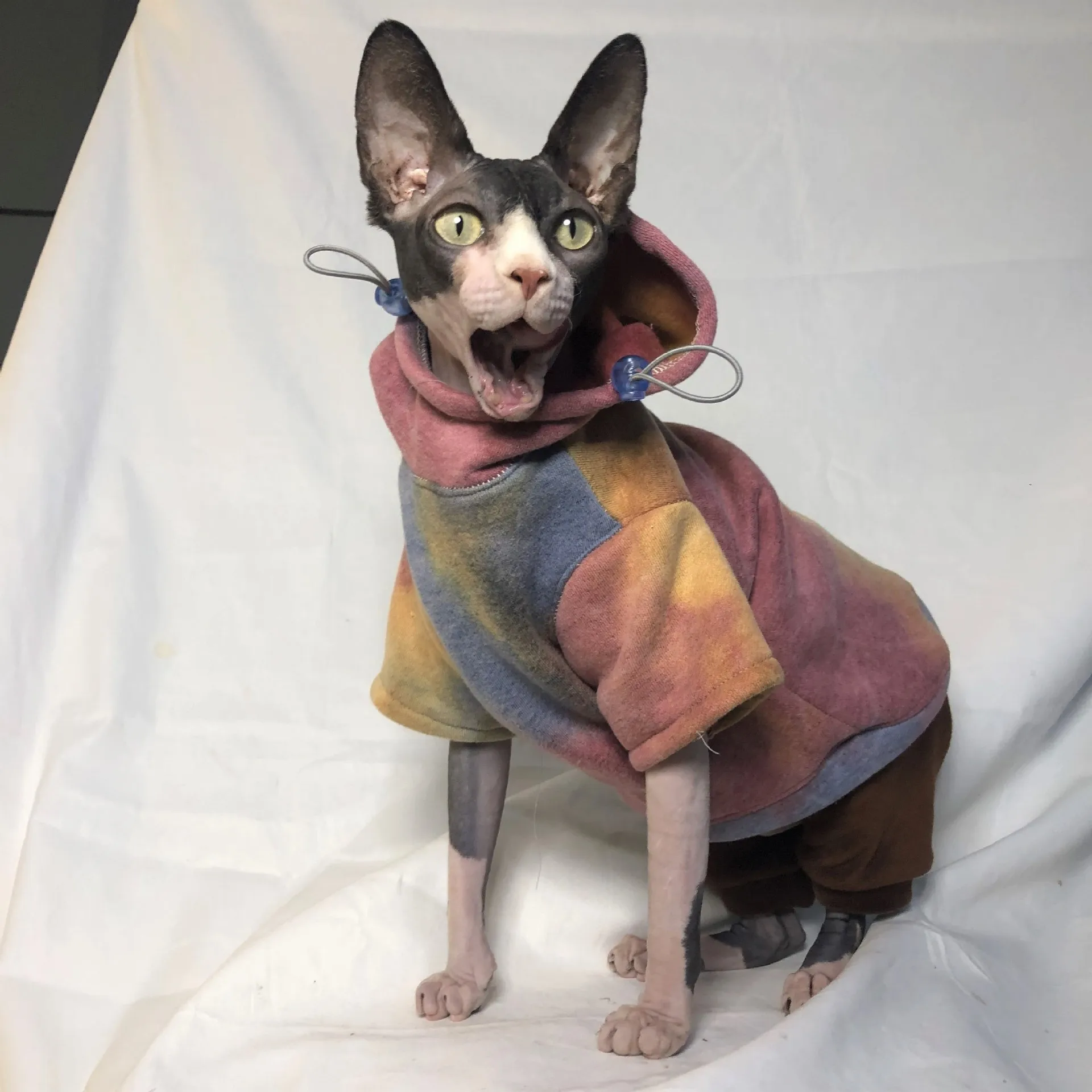 Sphynx Cat Clothes Winter Warm Faux Fur Sweater Outfit, Fashion high Collar  Coat for Cats Pajamas for Cats and Small Dogs Apparel, Hairless cat Shirts