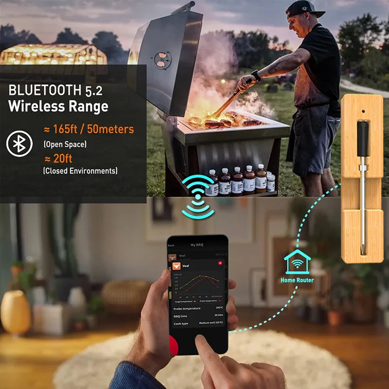 Food Cooking Bluetooth Wireless BBQ Remote Thermometer Probes Smart Digital  Bluetooth Barbecue Thermometer Free App Control - AliExpress