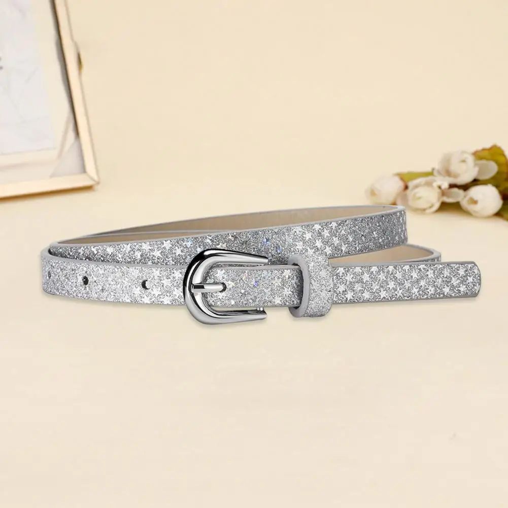Kids Sequin Belt Girl Princess Belt Adjustable Kids with Multi Holes Design Sequin Decorated Accessory Faux for Jeans