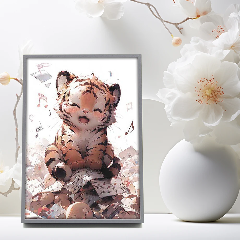 애니메이션 슈퍼 귀여운 호랑이  LED 조명 그림 사진 프레임, USB 페인팅 아트, 야간 조명 방 장식, 친구 선물