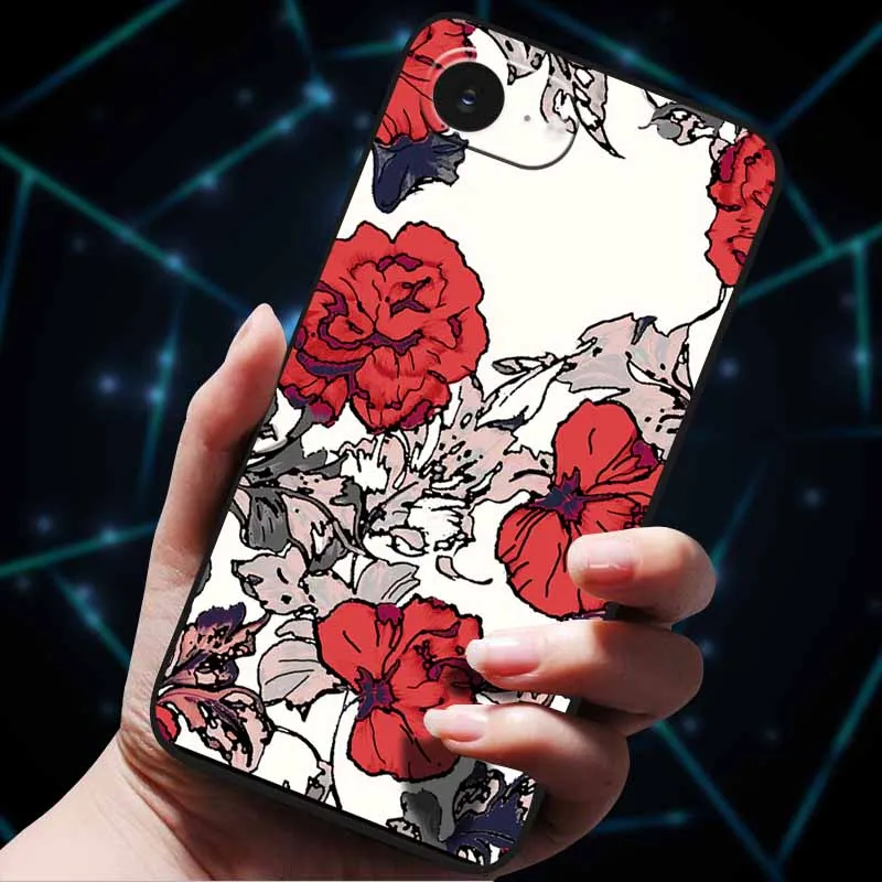 3D Floral Embossed Soft Silicone Phone Case - Stylish Back Cover Coque