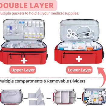 Borsa per Medicinali da Viaggio, Kit di Pronto Soccorso, Contenitore per Medicinali, Scatola Porta Pillole, Borse Organizzative per Casa e Viaggio