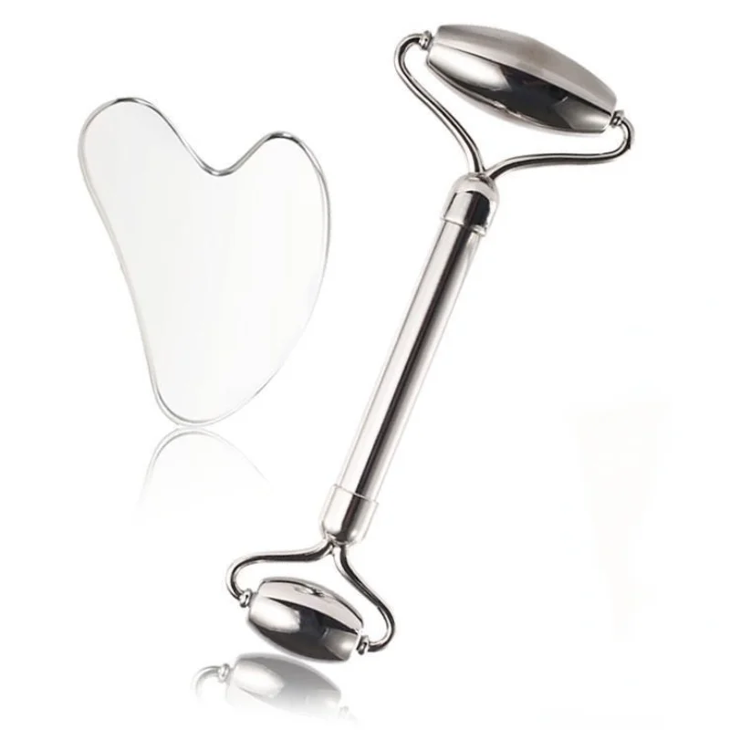 Ξύστρα από ανοξείδωτο ατσάλι για μασάζ προσώπου, εργαλείο Gua Sha, lifting προσώπου, αντιγήρανση, σύσφιξη δέρματος, ψύξη, μεταλλικό περίγραμμα, μείωση πρηξίματος_voghion.com