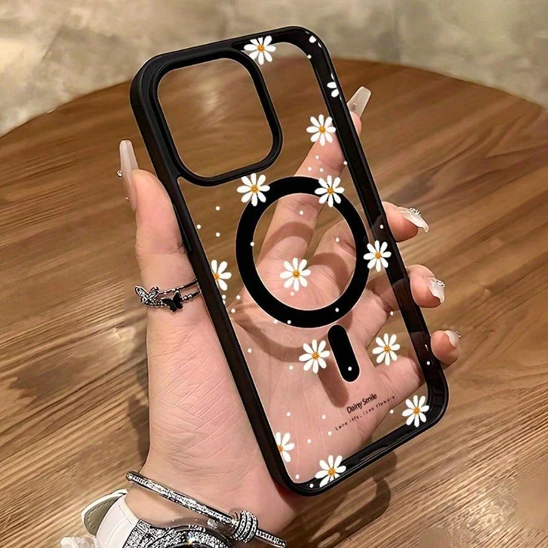 iPhone Magnetic Case with Small Daisy Pattern 6