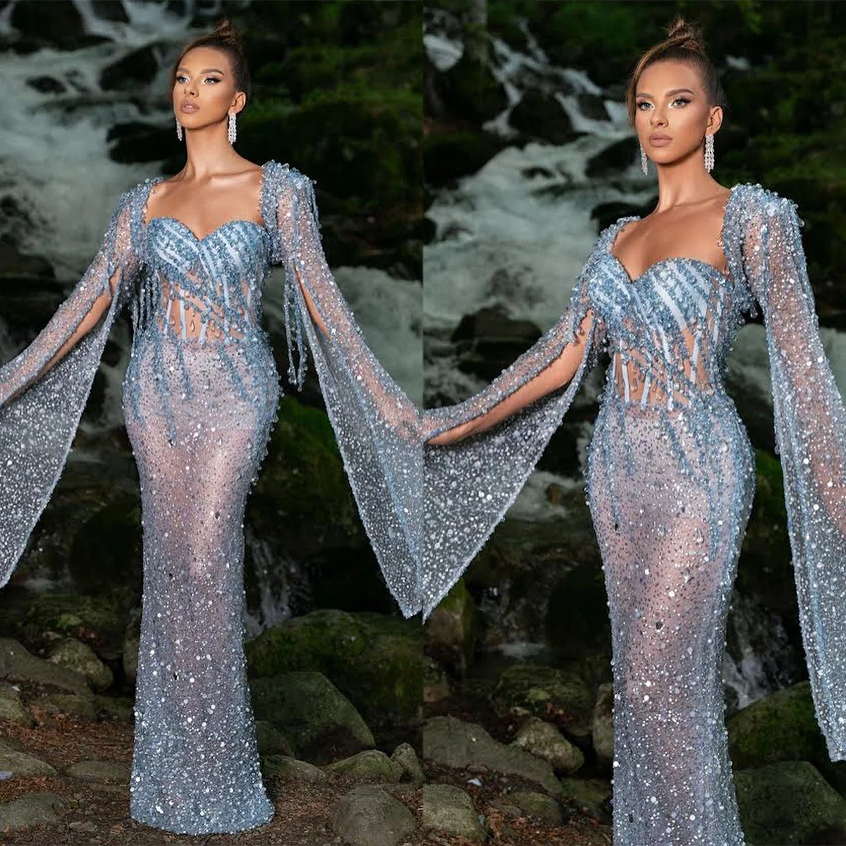 Charming-Blue-Mermaid-Prom-Dress-Sequins-Crystal-Evening-Gowns-Custom ...