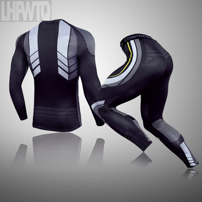 Thermal Underwear Set Men Winter Lined Thermal Underwear Set Motorcycle Skiing Base Layer Warm Running Shirts Tops Bottom Men's Ski Underwear Suit
