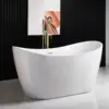 Non-slip bathtub Bathtub Comfortable chic design easy to maintain durable solid brass brushed gold drain modern design bathtub 3