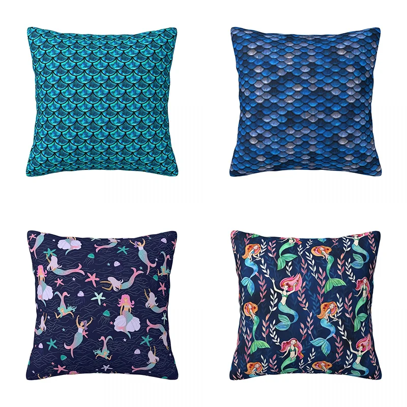

Mermaid Scale Pillowcase Animal Print Summer Vintage Home Decor Zipper Cover
