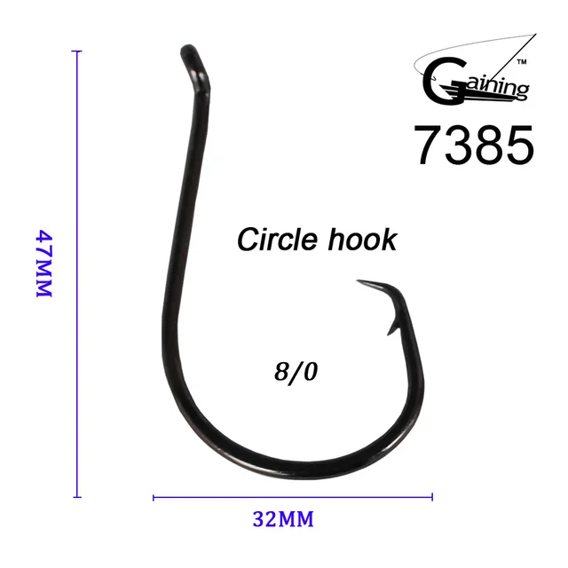 100Pcs Circle Hook Strong Fishing Deep Sea Saltwater Inline Circle Hooks  23~47mm