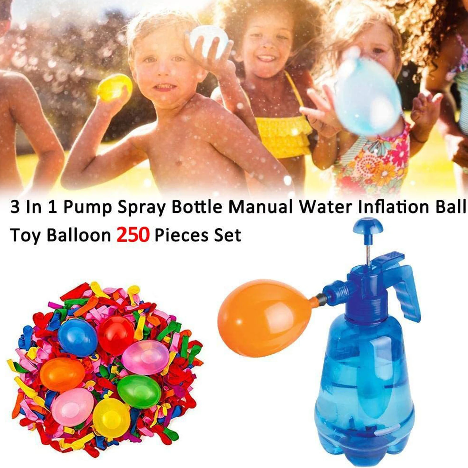 Station Hand Balloon Filler Inflator With 500 Water Balloons For Kids Outdoor Water Fun Random Color water toys inflatable water toys water balloons water balloon inflator blowing balloons