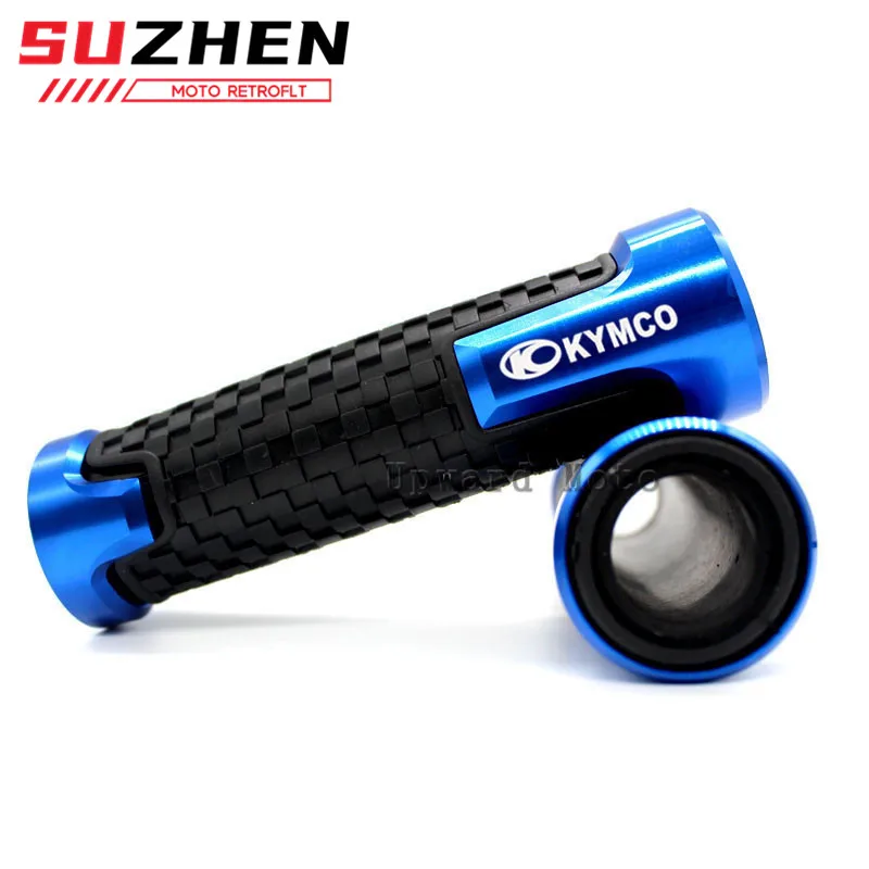 Poignées De Guidon Moto 7/8" (22 Mm) Avec Embouts - Coloris Vert, Pour KYMCO Downtown, Xciting, AK550