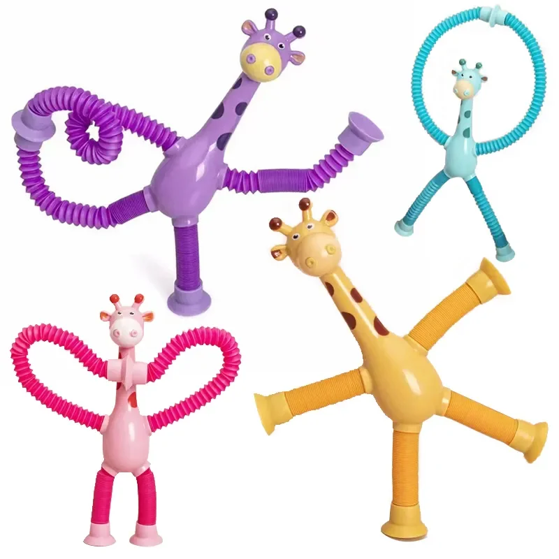 Children Suction Cup Toys Pop Tubes Stress Relief Telescopic Giraffe Fidget Toys Sensory Bellows Toys Anti-stress Squeeze Toy 2