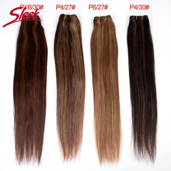 Sleek Brazilian Straight P4/27 P6/27 Brown P4/30 P1B/30 Human Hair Weave Bundles 100% Natural Rmy Hair Extension 10 To 26 Inches 1