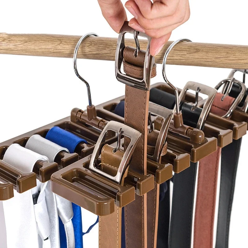 

Tie Belt Hanger Belt Storage Rack Scarf Hanging Organizer 10 Card Slots Storage Holder Rack Hook Bedroom Home Organizer Tool