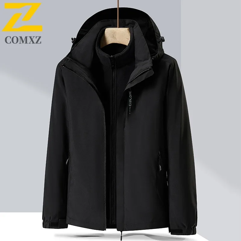 COMXZ Men Travel Jacket All-Purpose Hiking Design Windproof Zipper Coat Premium Hooded Lightweight Durable Autumn Clothing