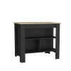 Cortes Kitchen Island 2-Tier Shelf 40" Width and large Work Top Black - Light Pine 5