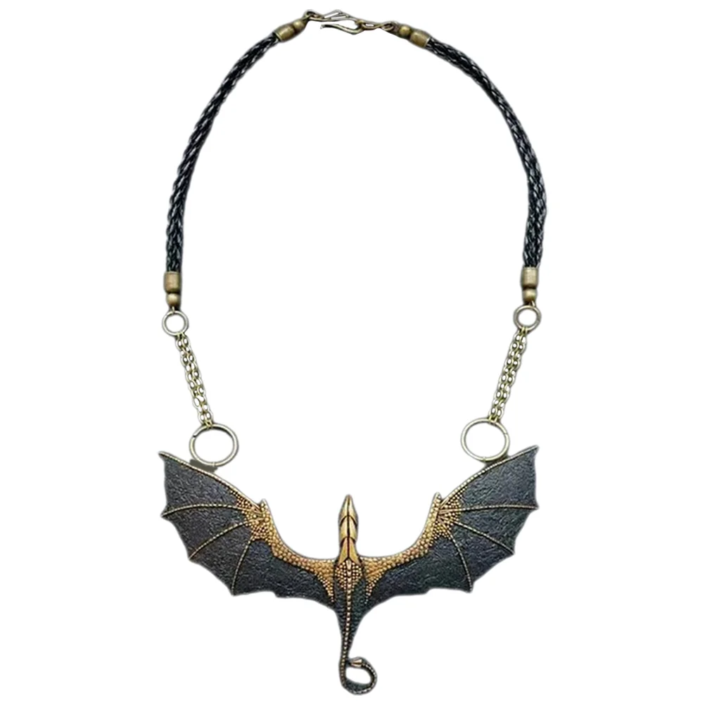 Amulet Fashionable Rock Pterosaur Ancient Gold Alloy Pendant Miss Necklaces Decorative Dragon For Women Chain Gothic