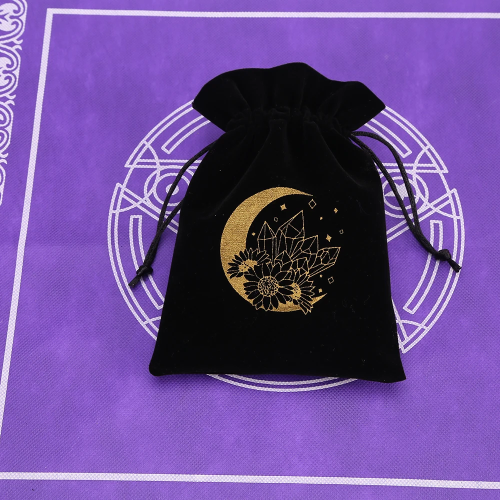 1/5Pcs Velvet Tarot Storage Bag Drawstring Pocket Board Game Card Embroidery Package Witchcraft Supplies for Altar Tarot Box