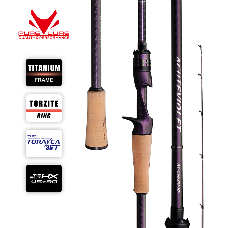 PURELURE ACUTEVIOLET Regular Fast Action Rod TZ Ring TITANIUM FRAME 6FT Spinning and Casting Bass Pike Catfish Rod Trouts Perch