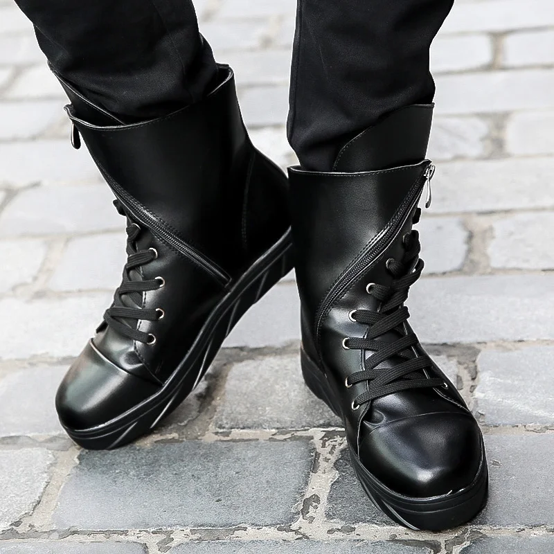2023 Fashion Men Black Sneakers 44 Chaussure Men Sneakers Zipper Canvas Casual Shoes Man Spring Shoe