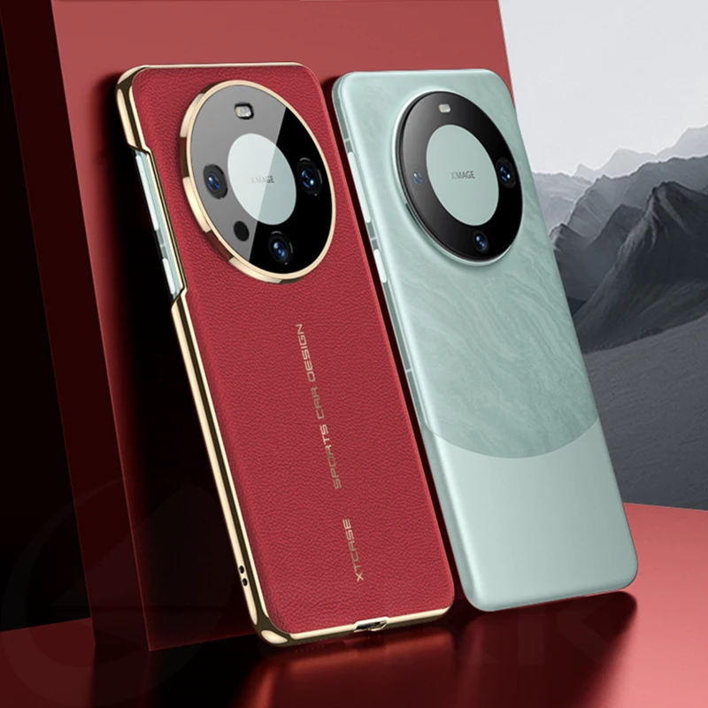 Original Case For Huawei Mate 60 50 Pro Luxury Plating Leather Camera Protective