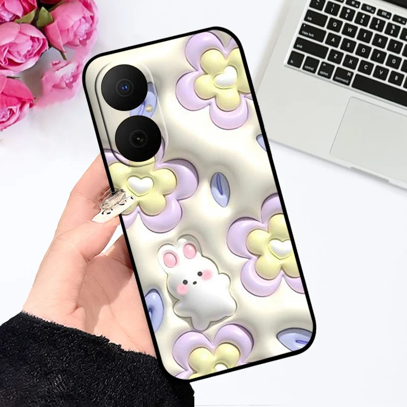 Oil Painted Silicone Back Cover - Soft Matte Protective Case for Huawei Nova Y73/Enjoy 80