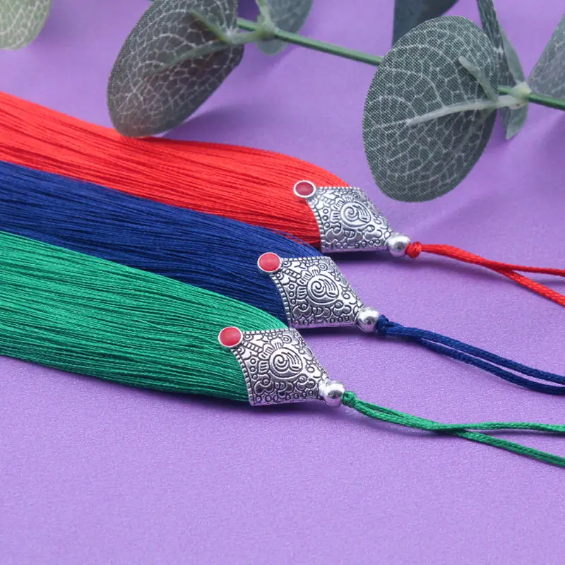 2/4/8Pcs/Pack 10.6cm/4.2inch Metal Caps Tassel Fringe Pendant Cord DIY Party Tassel Trim Drapes Decor Tassels Ribbon Accessories