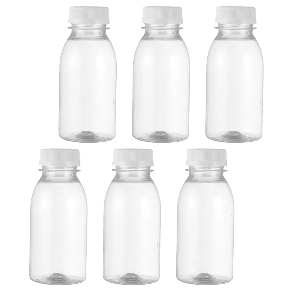 

6 Pcs Cookie Jar Milk Bottle Baby Children's Water Reusable Juice The Pet Small Plastic Bottles Lids