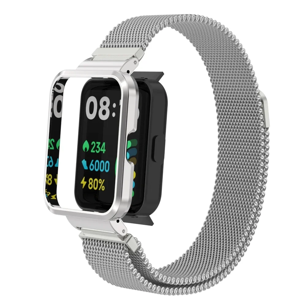 Milanese Strap with Metal Frame Protector Case