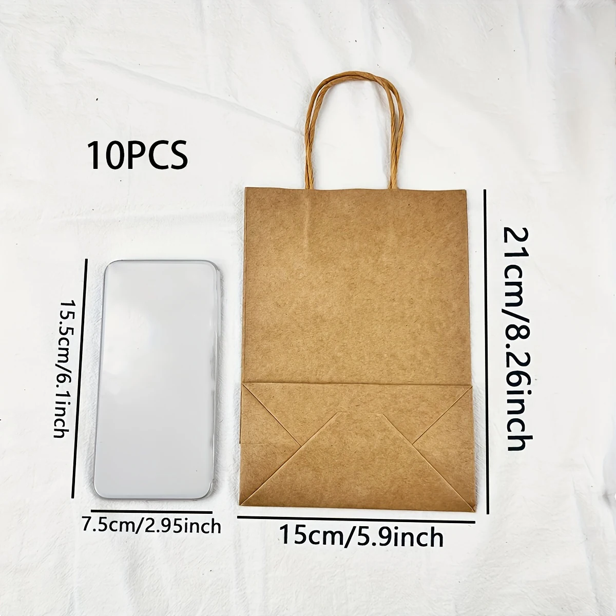 10pcs-Solid color gift bags with handles, kraft paper bags, gift candy bags, suitable for gift packaging, wedding grocery bags
