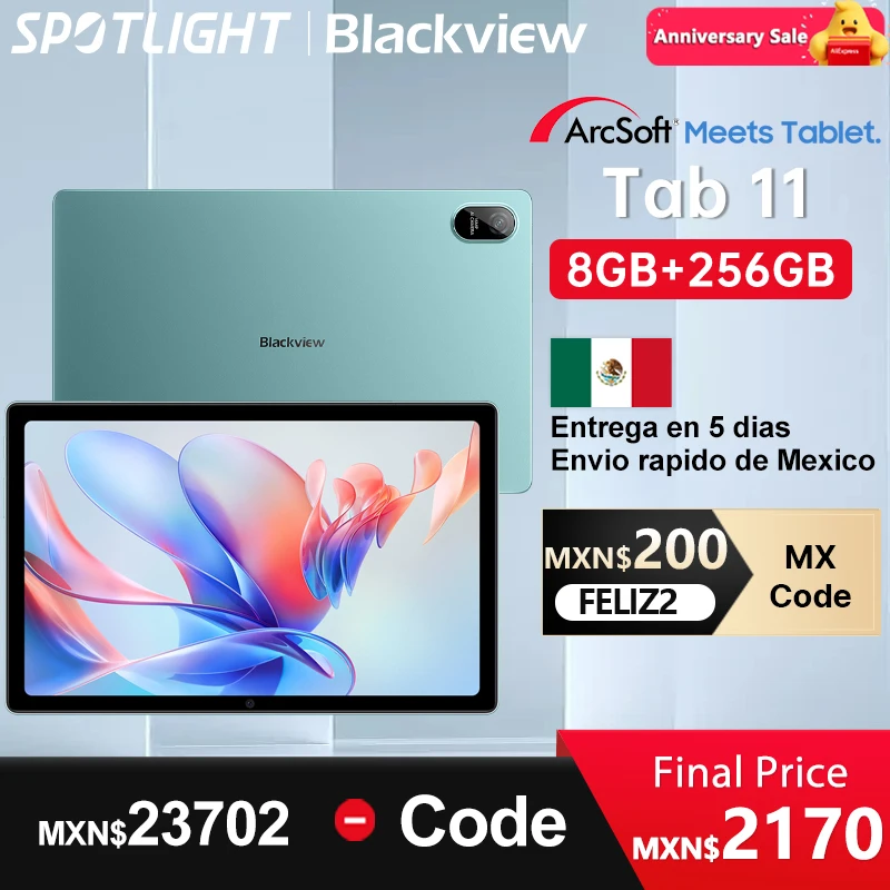 

【Мировая премьера】Планшет Blackview Tab 11 WiFi 8 ГБ + 256 ГБ Android 12 10,36 дюйма 2.4K FHD + дисплей Аккумулятор 8380 мАч MTK MT8183 16-мегапиксельная камера