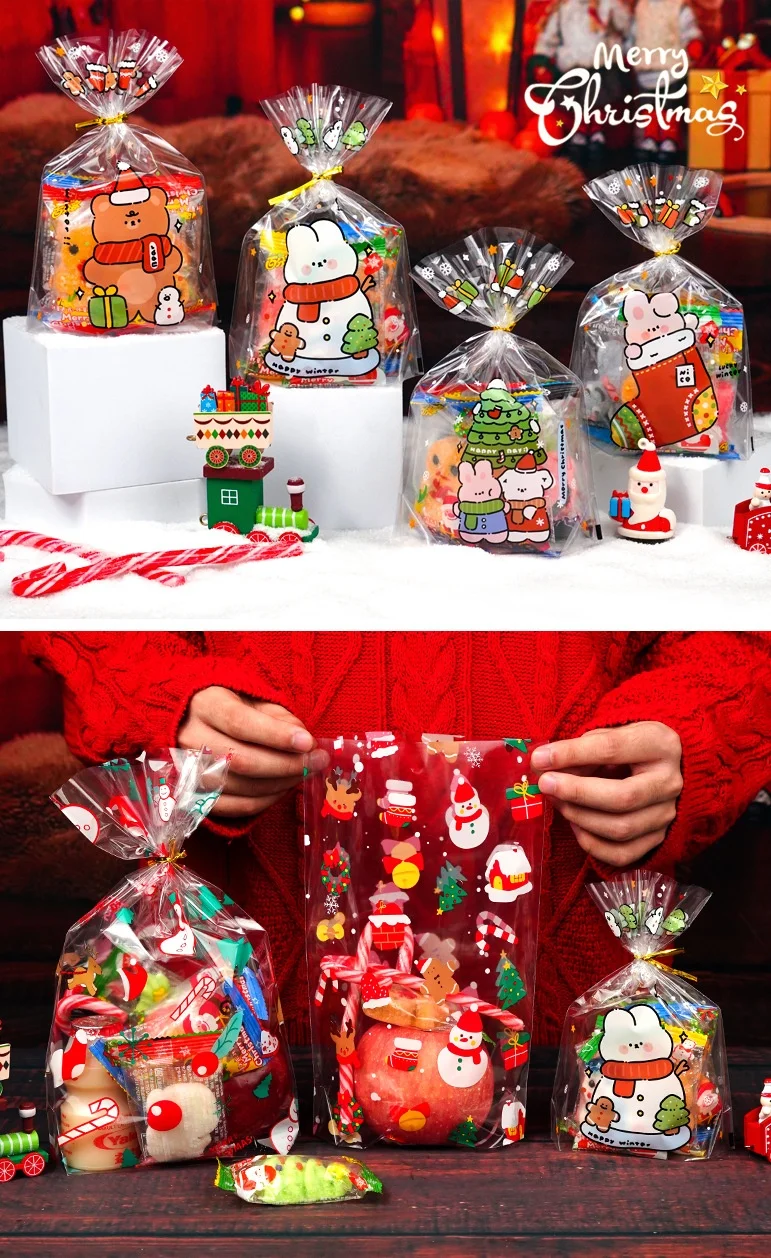 50PCS Bag With Ties Open Top Plastic Gift Packaging Pouches DIY