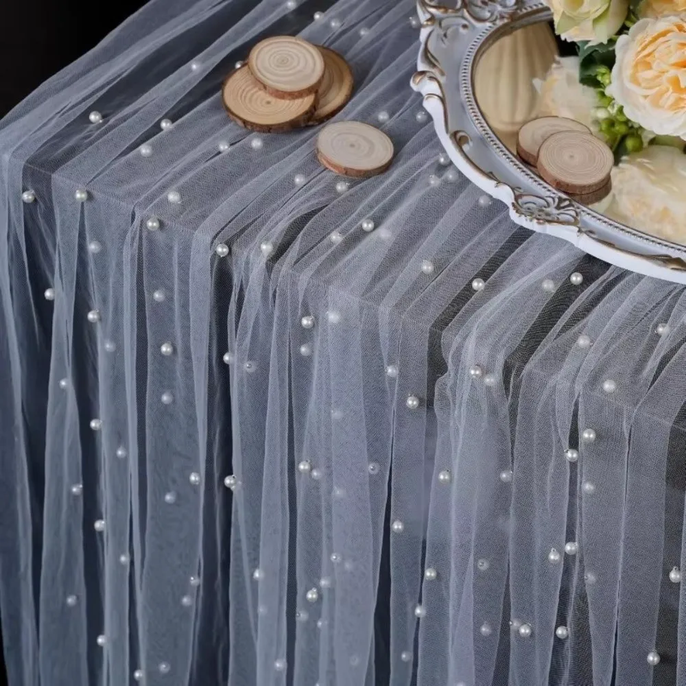 Dreamy Luxury Wedding Table Runner Romantic Multi-color Gauze Tablecloth Semi-Transparent Table Cover Wedding