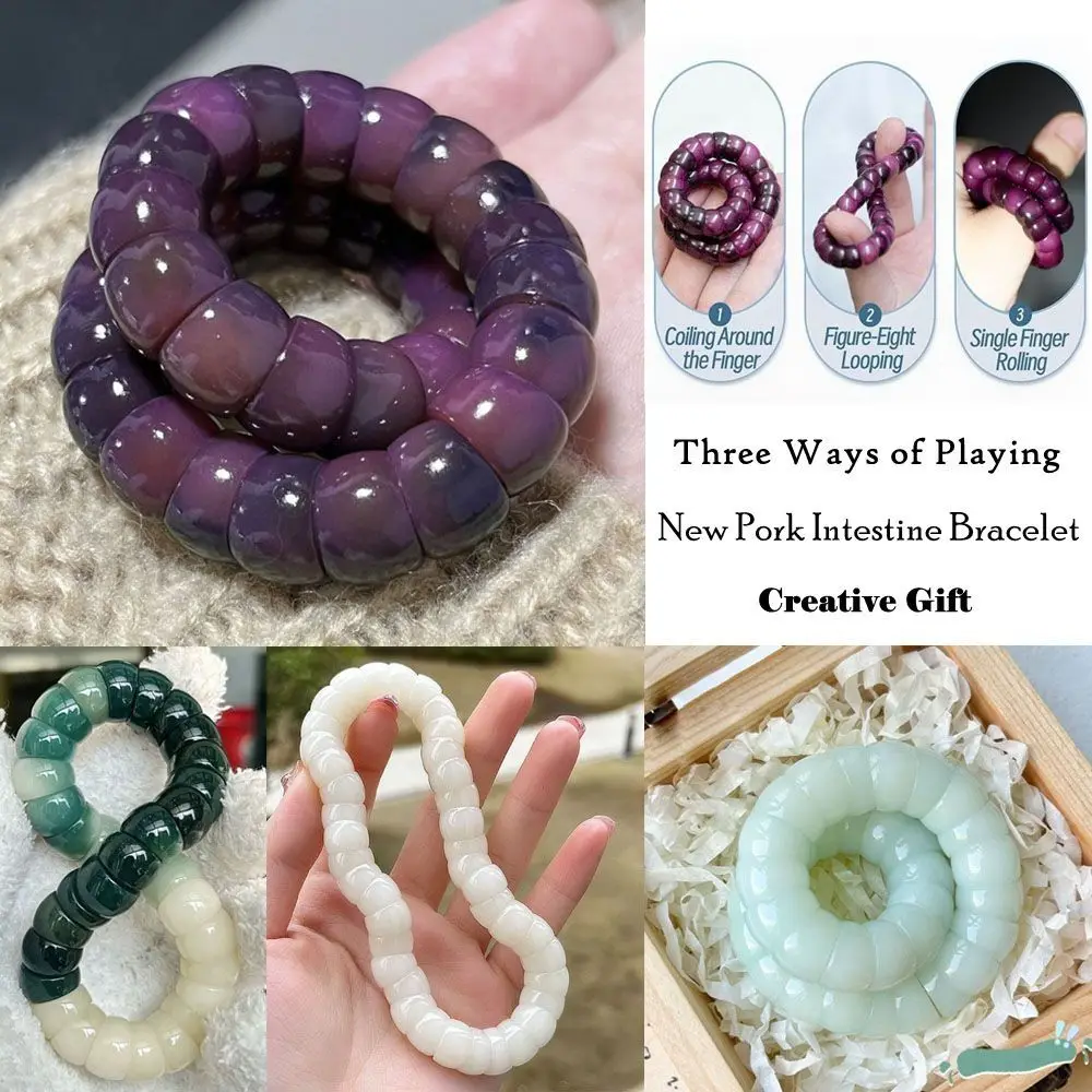 Lucky Bodhi Beaded Bracelets Purple Grape Color Protection Healing Bodhi Bracelet Stretchable Pork Intestine Bracelet