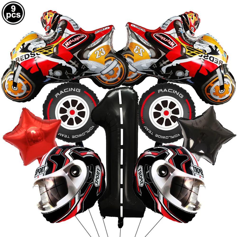 

Large Motorcycle Helmet Balloon Wheel Motocross Car Foil Balloon Kids Gifts Boys Baby Shower Birthday Party Race Car Theme Decor