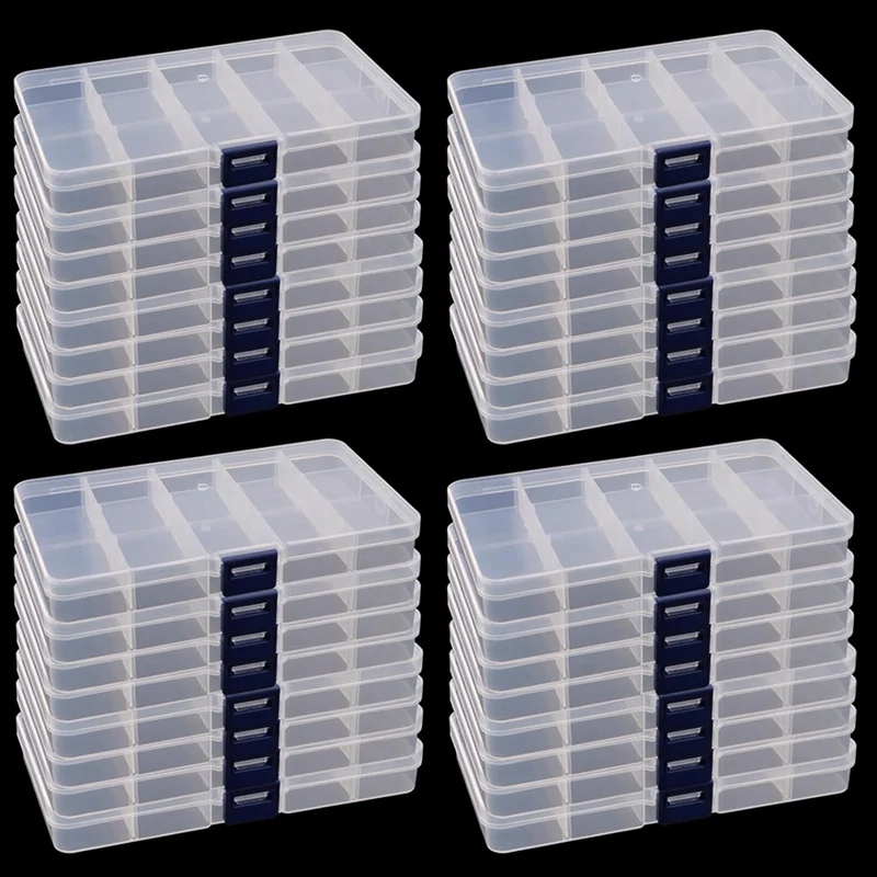 

32 Packs 15 Grids Clear Bead Organizer Storage Plastic Jewelry Box Earring Storage Containers