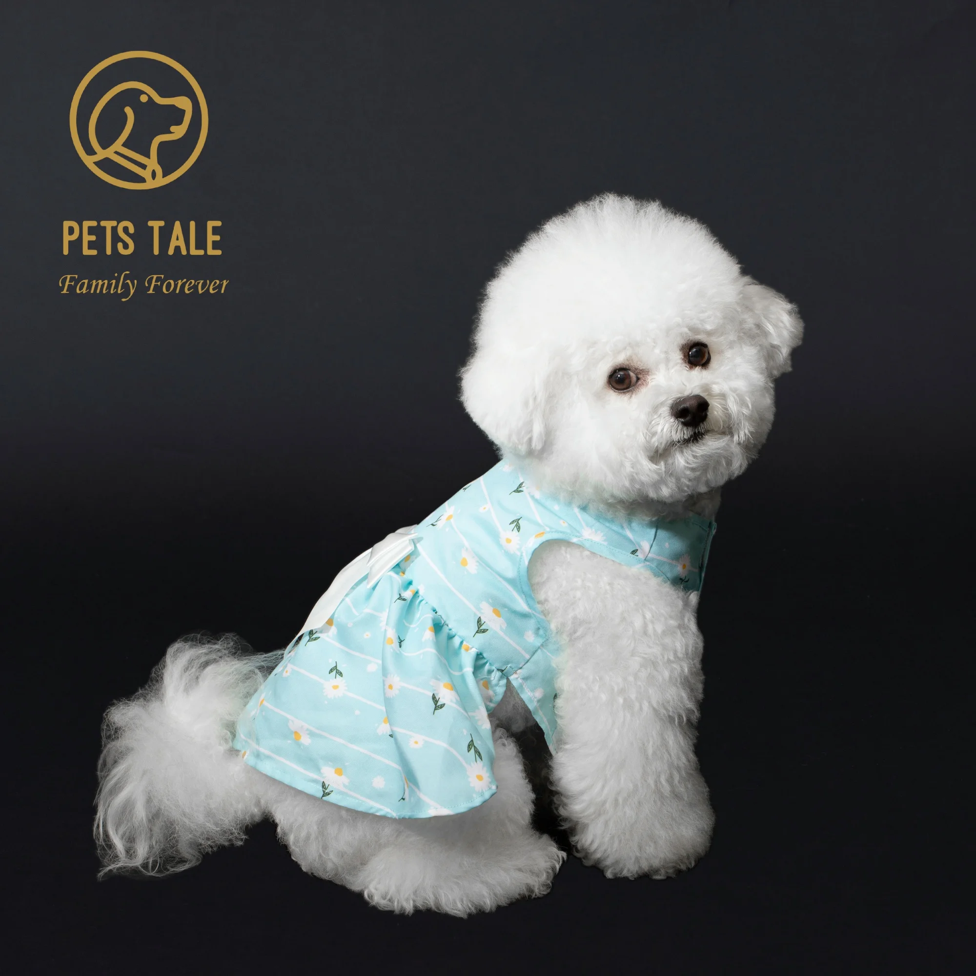 PETS TALE Floral Dog Dress-Cute Daisy Print with Bow, Perfect for Small Dogs and Medium Dogs
