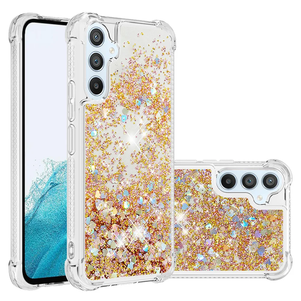 Sparkling Clear Liquid Quicksand Phone Cover with Dynamic Glitter Design