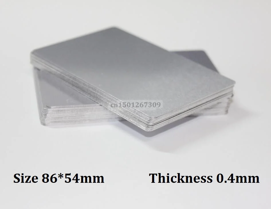 Business Cards Thickness 0.4mm Glossy Silver Metal Aluminum Blank For Laser Engraving 10/20/50-You Choose Quantity business cards