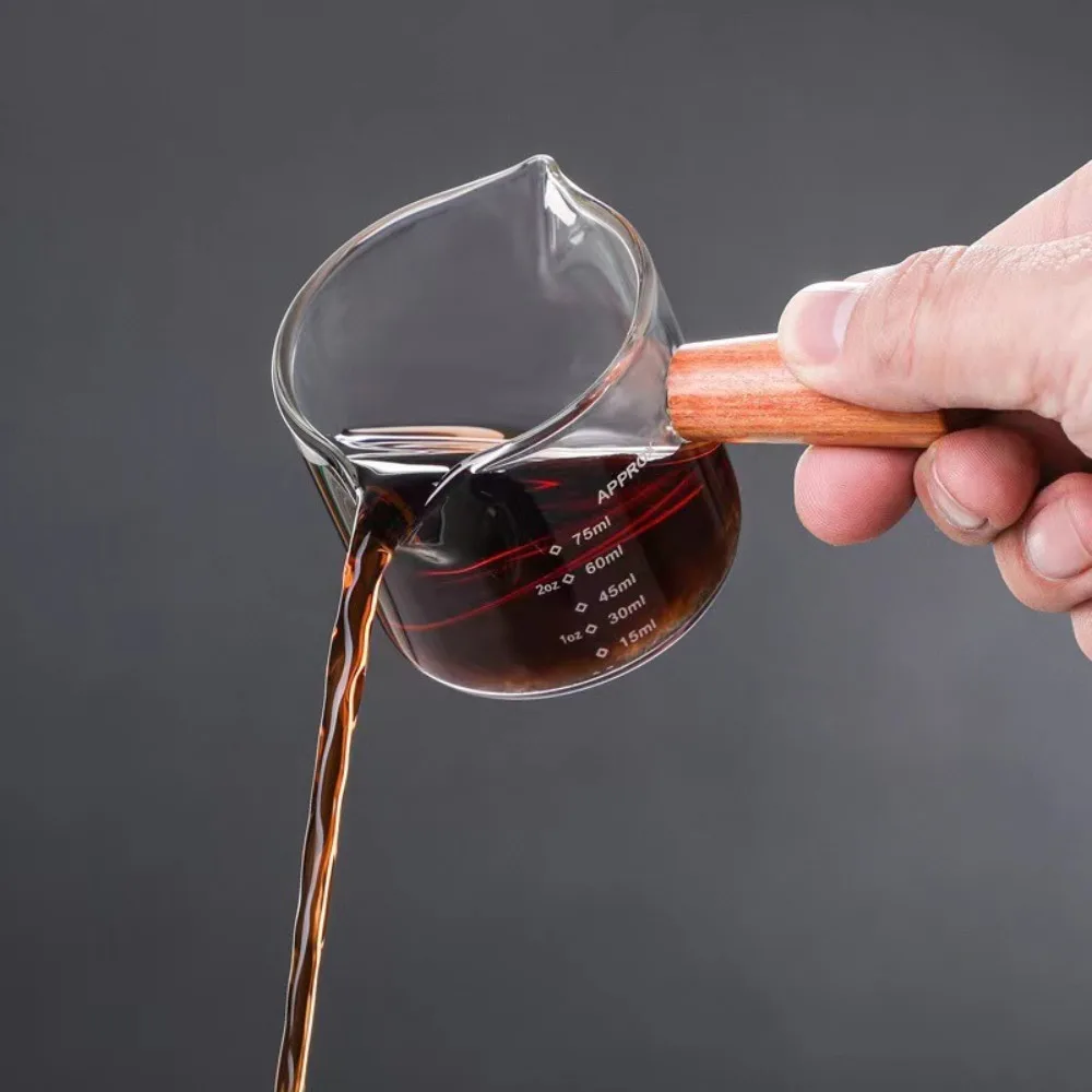 Espresso Measuring Cup 75ml Glass with Handle Scale for Coffee