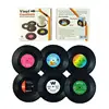 New 6/4/2PCS Retro Vinyl Record Cup Coaster Anti-slip Coffee Coasters Heat Resistant Music Drink Mug Mat Table Placemat Decor 4