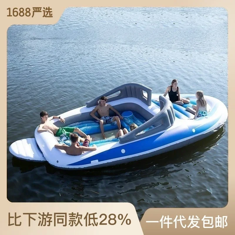 

Manufacturer's stock inflatable PVC floating bed for 6 people on sea islands, pirate ships, and inflatable floating bed for mult