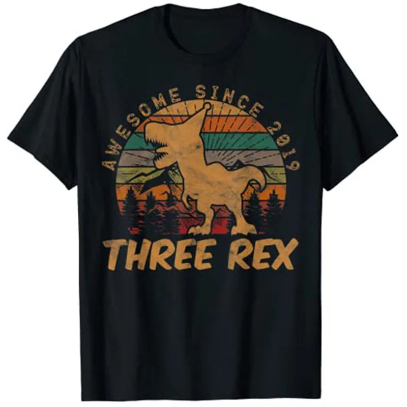 

Three Rex 3rd Birthday Gifts Third Dinosaur 3 Year Old T-Shirt Boys Fashion clothing Gifts for Son